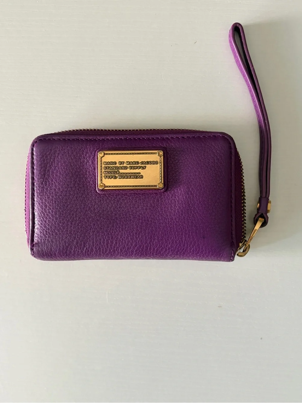 Marc by Marc Jacobs Purple Pebbled Leather Wallet with Gold Plaque